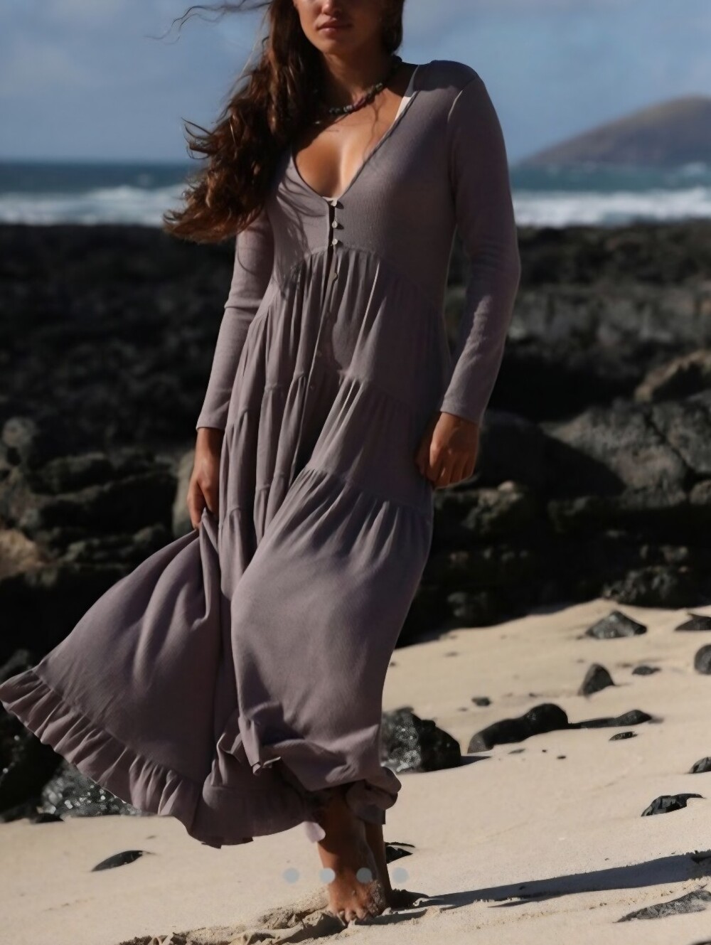 Free People Shania Tiered Ribbed Cardigan Dress Sz M - Picture 2 of 5